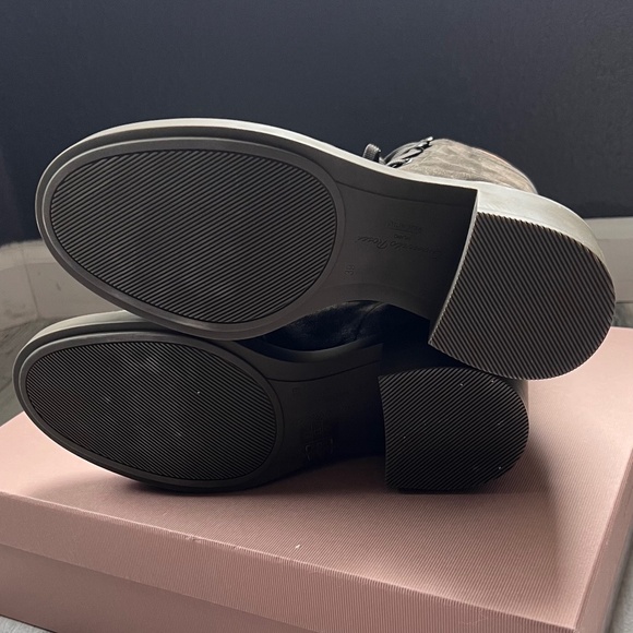 Gianvito Rossi  Block-Heel Suede Combat Boots Dark Olive size 39 - Picture 6 of 11